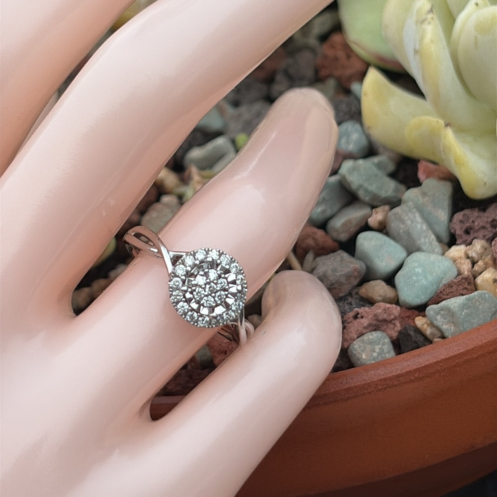 Round Brilliant 1/4 ct Lab Created Diamond Ring Sterling Silver Size 7